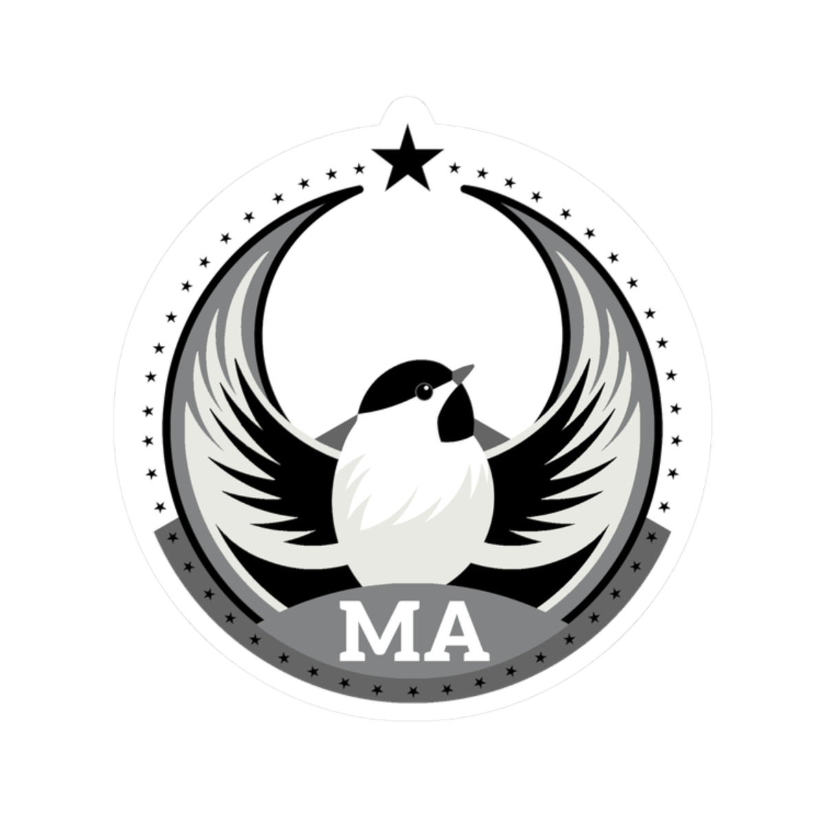 Massachusetts Black-capped Chickadee Light Kiss-Cut Sticker | Bird Rebels MA Community Pride Decal