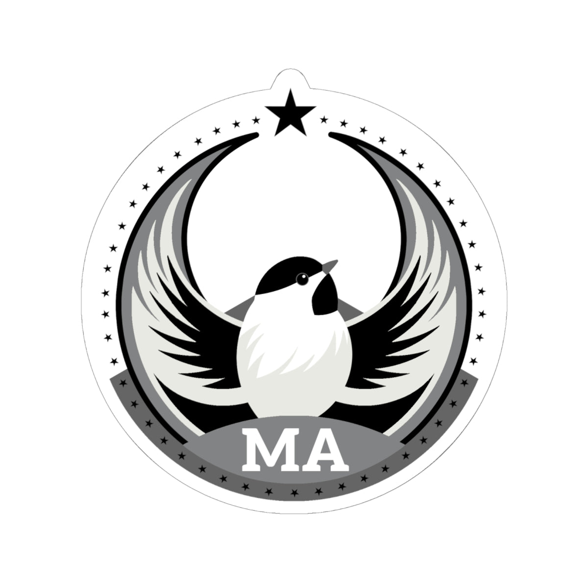 Massachusetts Black-capped Chickadee Light Kiss-Cut Sticker | Bird Rebels MA Community Pride Decal