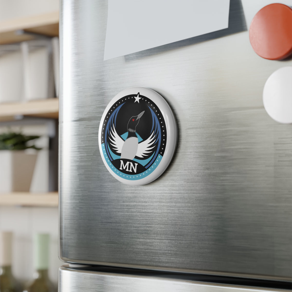 Bird Rebels Round Button Magnet – MN – Dark