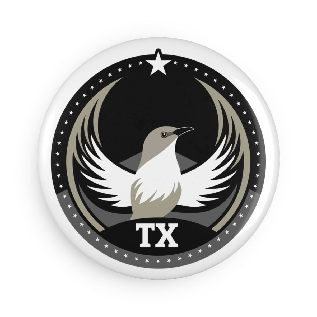 Bird Rebels Round Button Magnet – TX – Dark