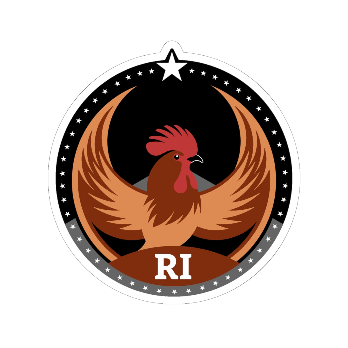 Rhode Island Rhode Island Red Dark Kiss-Cut Sticker | Bird Rebels RI Community Pride Decal