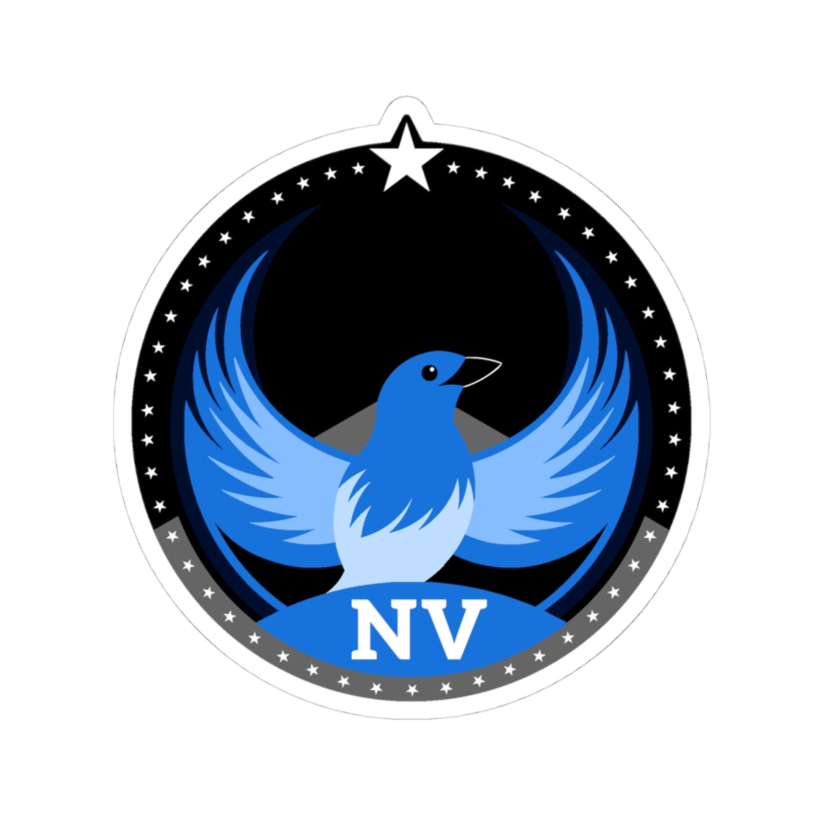 Nevada Mountain Bluebird Dark Kiss-Cut Sticker | Bird Rebels NV Community Pride Decal