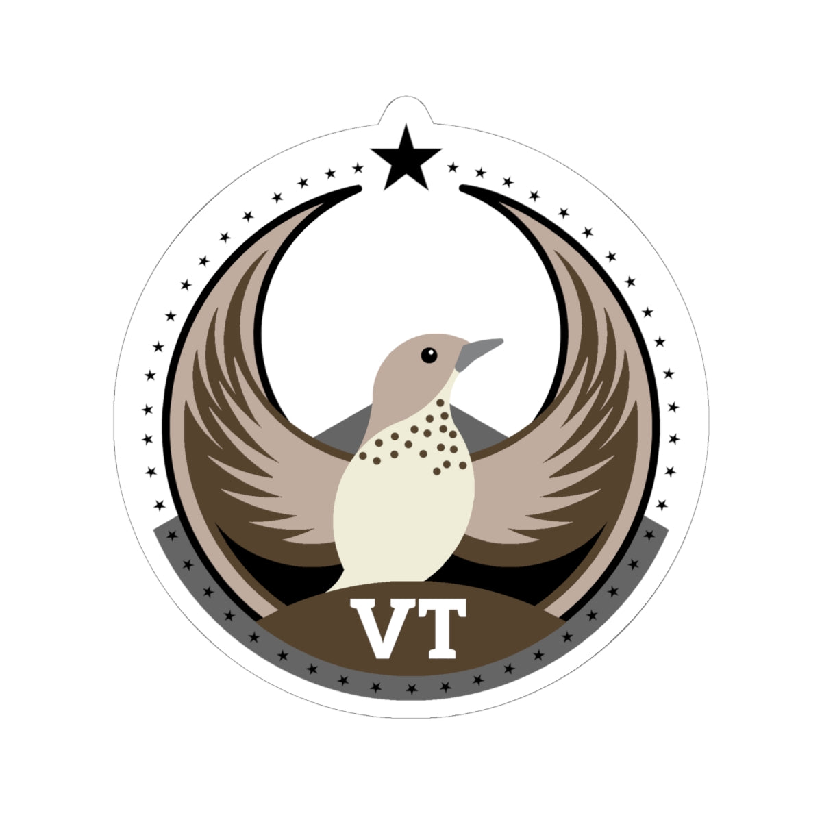 Vermont Hermit Thrush Light Kiss-Cut Sticker | Bird Rebels VT Community Pride Decal