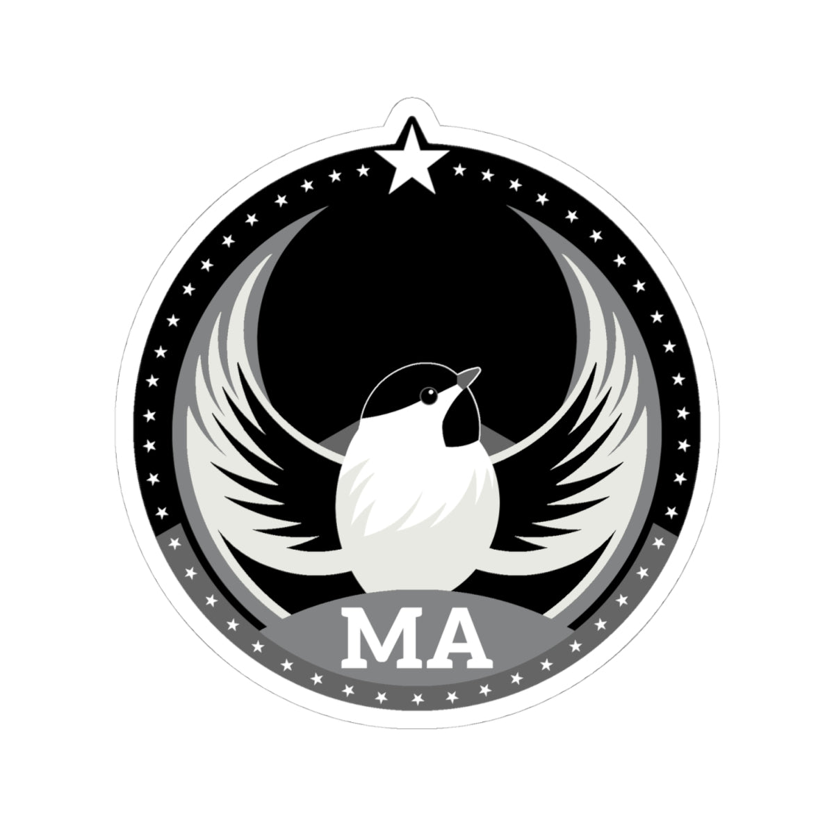 Massachusetts Black-capped Chickadee Dark Kiss-Cut Sticker | Bird Rebels MA Community Pride Decal