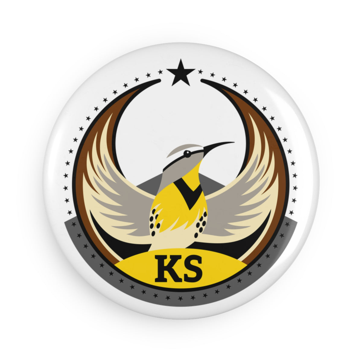 Bird Rebels Round Button Magnet – KS – Light