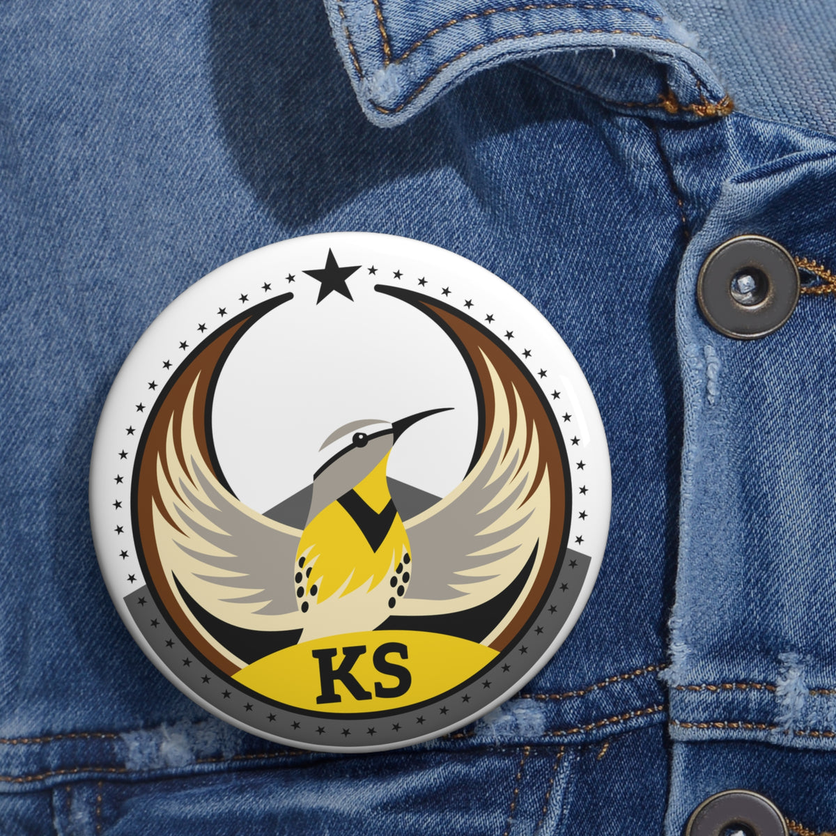 Bird Rebels Pin Button – KS – Light