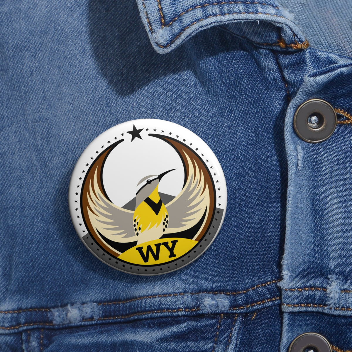 Bird Rebels Pin Button – WY – Light