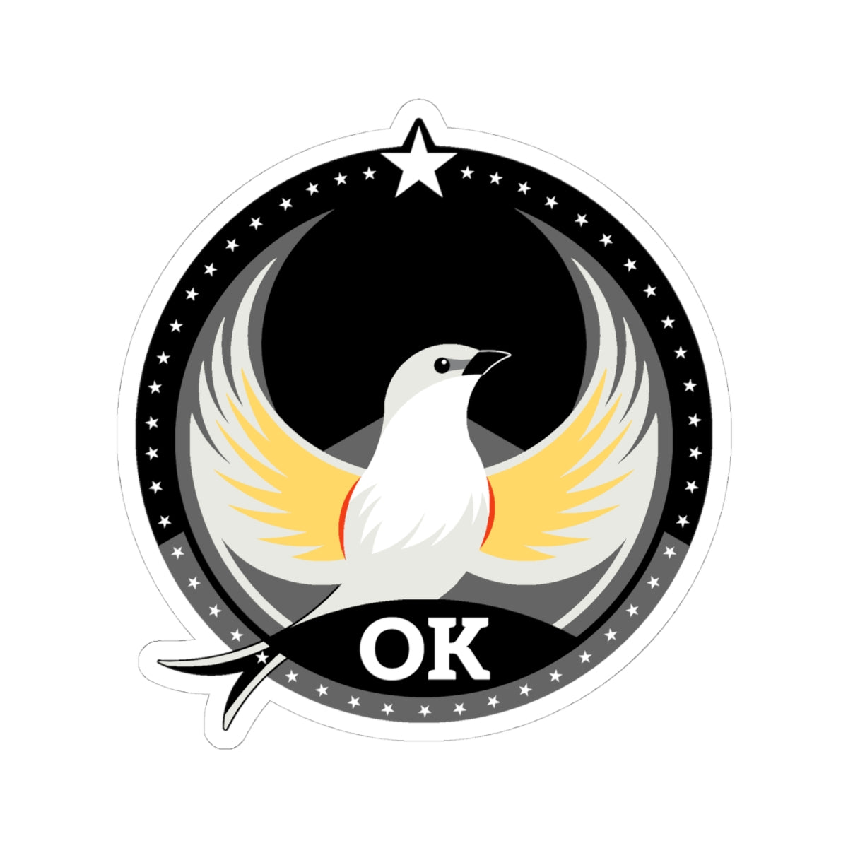 Oklahoma Scissor-tailed Flycatcher Dark Kiss-Cut Sticker | Bird Rebels OK Community Pride Decal