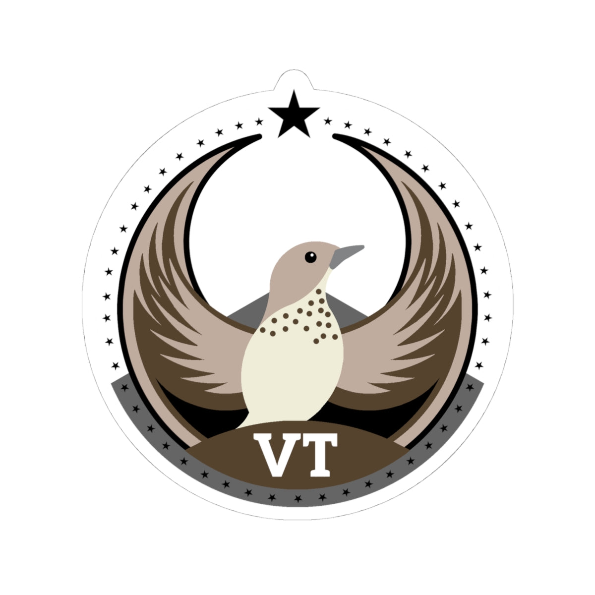 Vermont Hermit Thrush Light Kiss-Cut Sticker | Bird Rebels VT Community Pride Decal