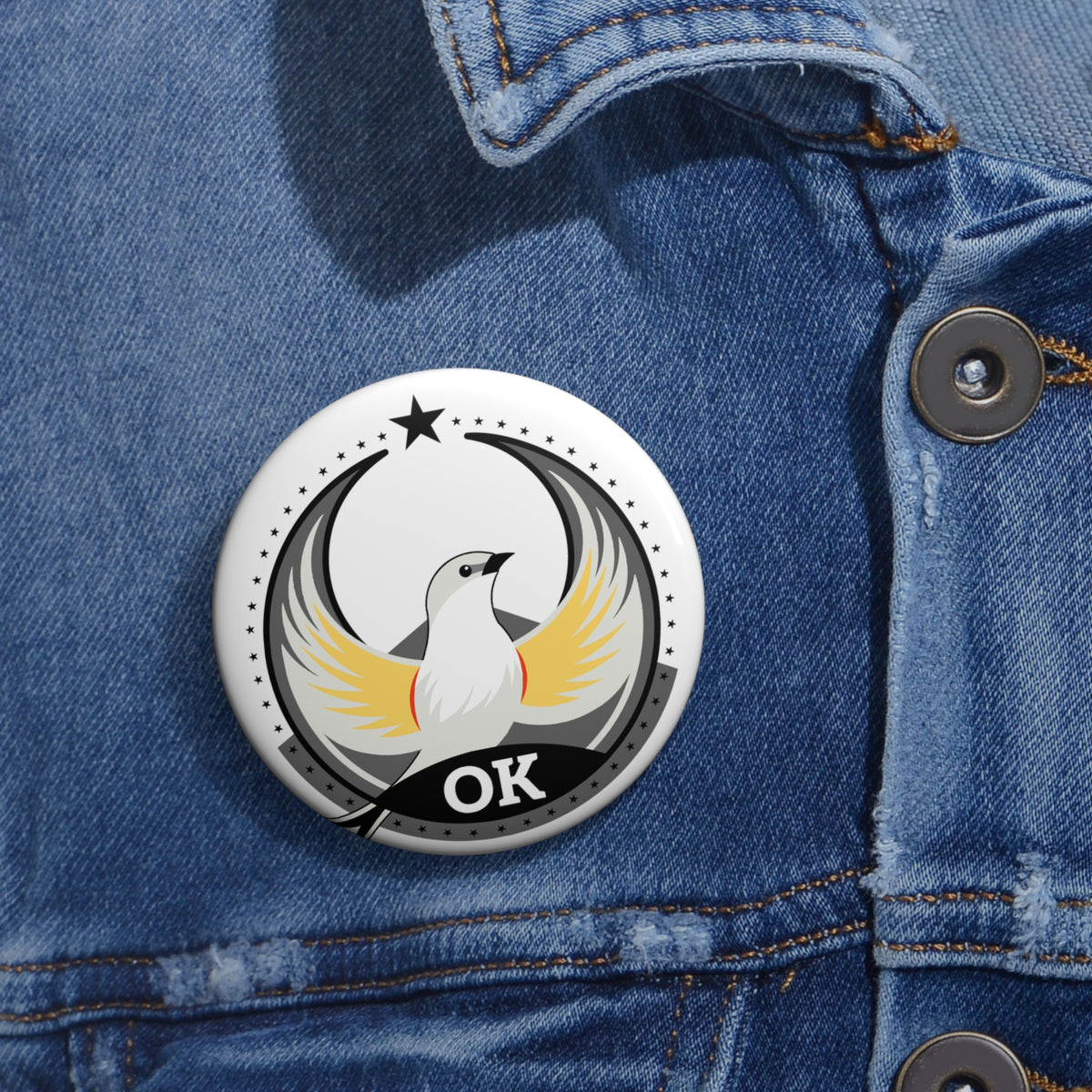 Bird Rebels Custom Pin Button – OK – Light