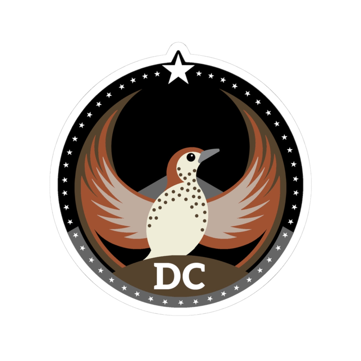 District of Columbia Wood Thrush Dark Kiss-Cut Sticker | Bird Rebels DC Community Pride Decal