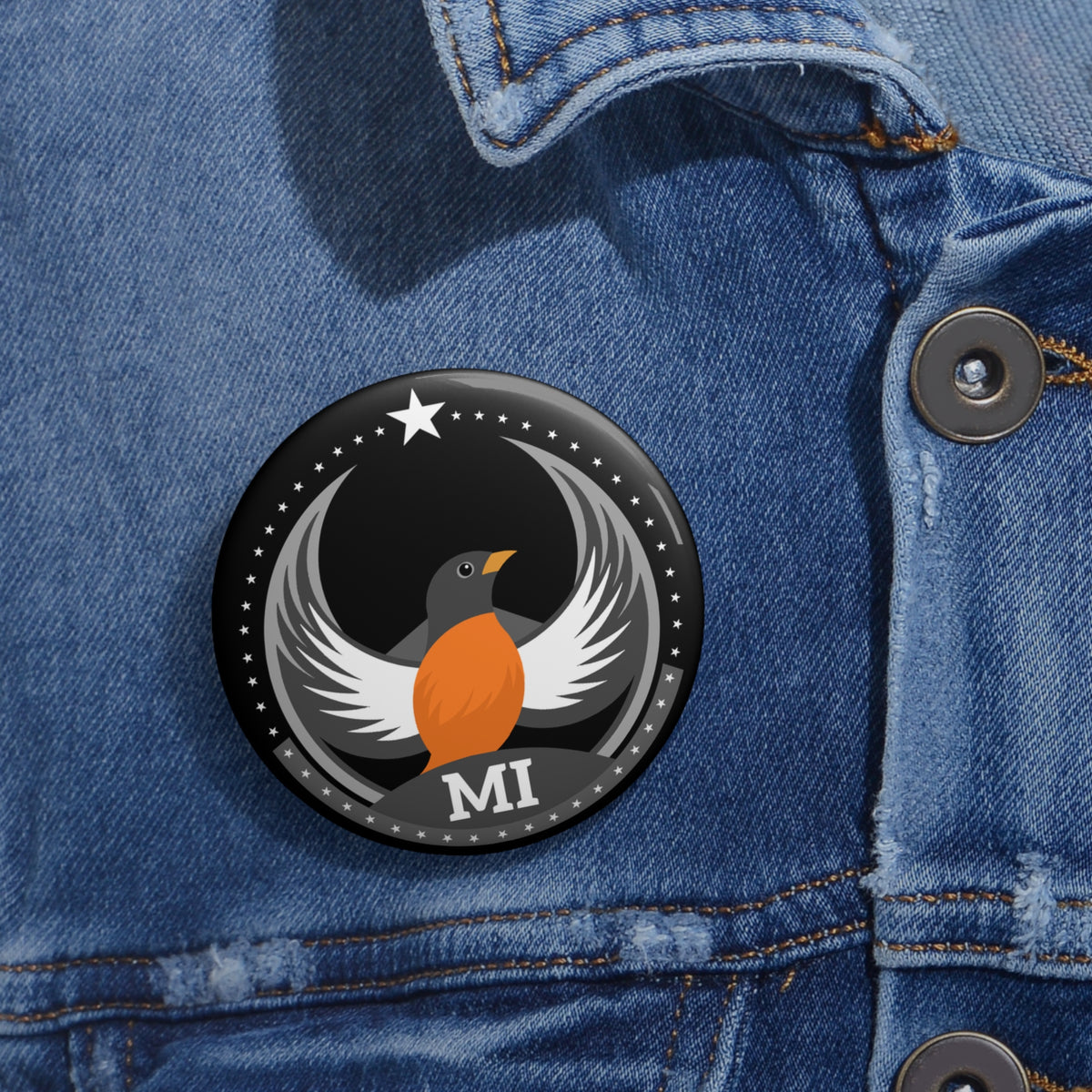 Bird Rebels Pin Button – MI – Dark