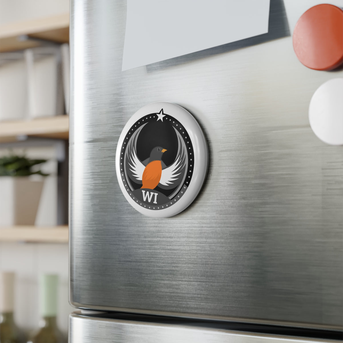 Bird Rebels Round Button Magnet – WI – Dark