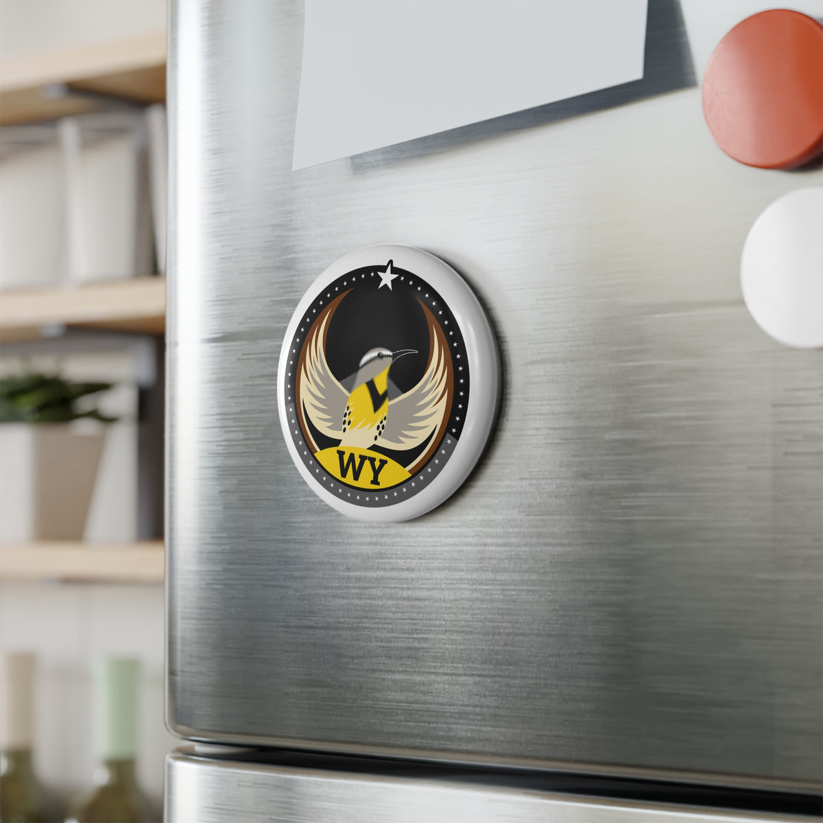 Bird Rebels Round Button Magnet – WY – Dark