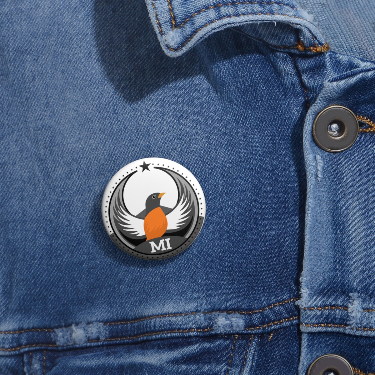 Bird Rebels Pin Button – MI – Light