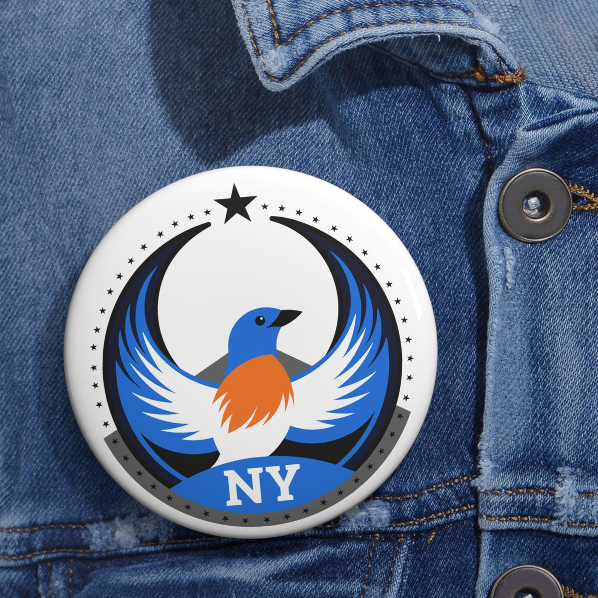 Bird Rebels Custom Pin Button – NY – Light