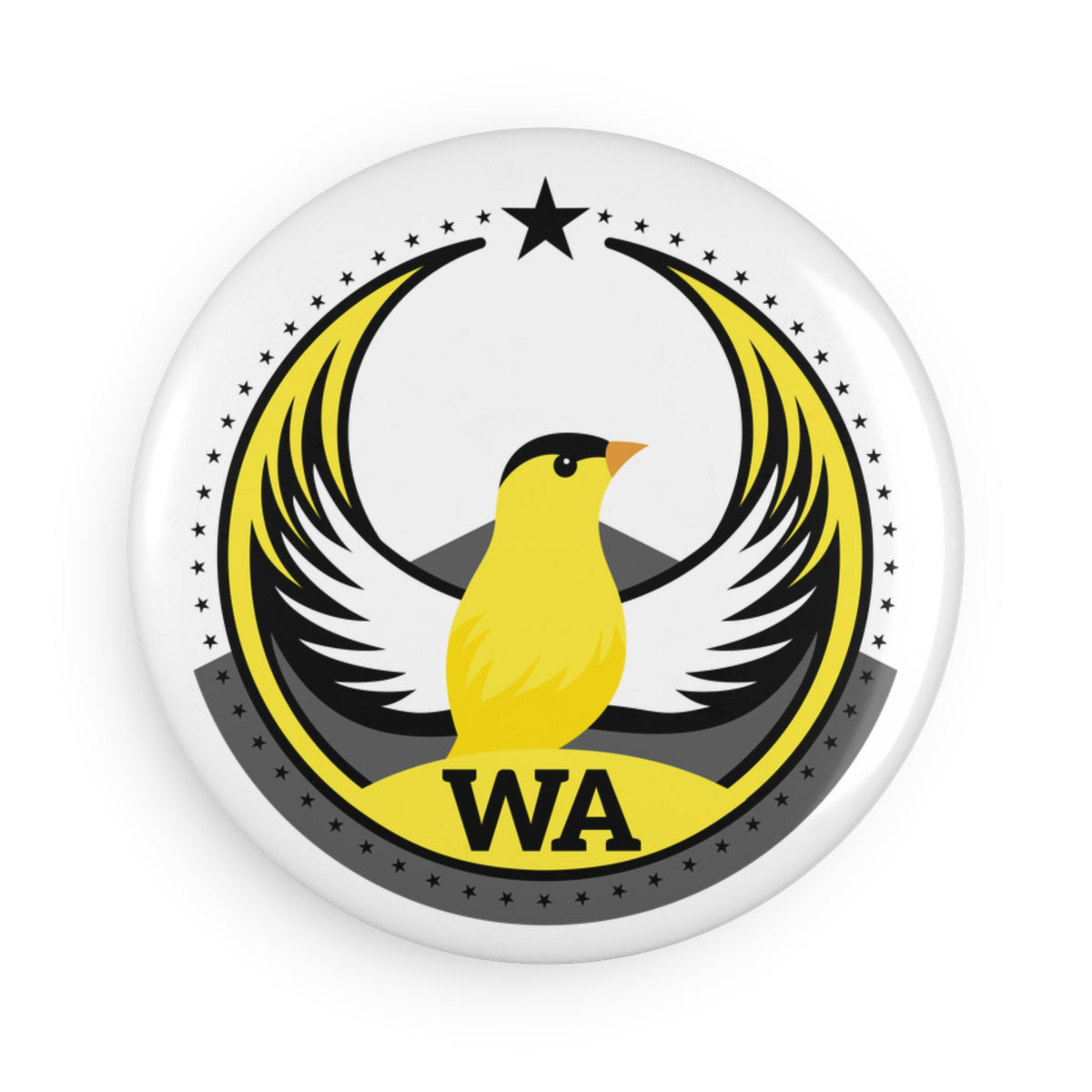 Bird Rebels Round Button Magnet – WA – Willow Goldfinch – Light