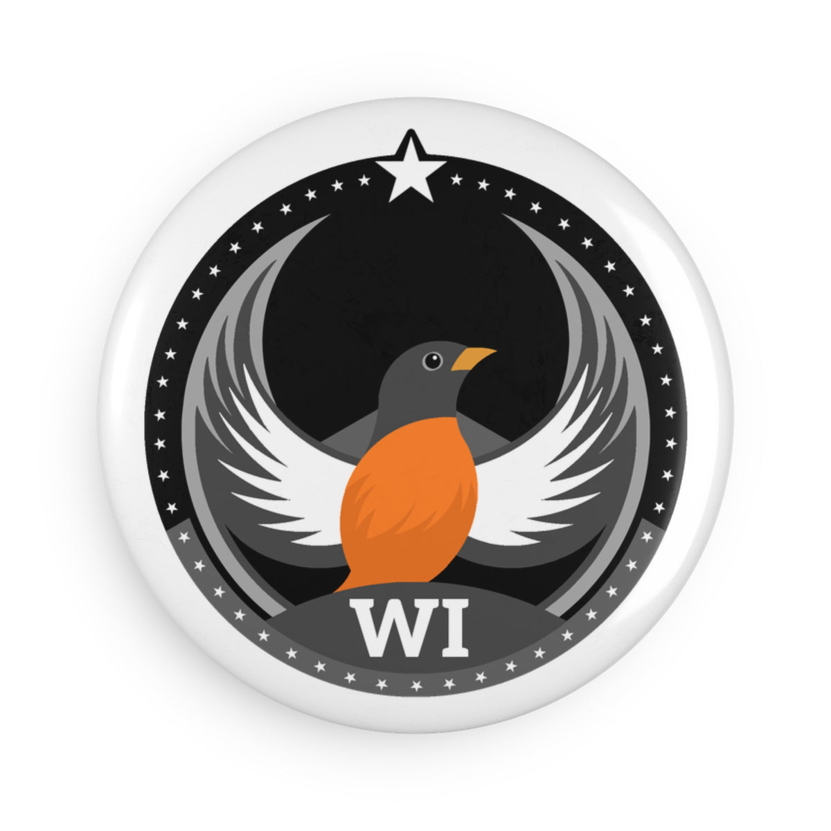 Bird Rebels Round Button Magnet – WI – Dark