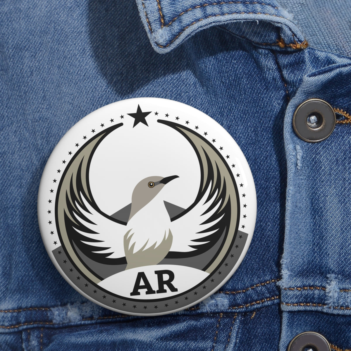 Bird Rebels Pin Button – AR – Light