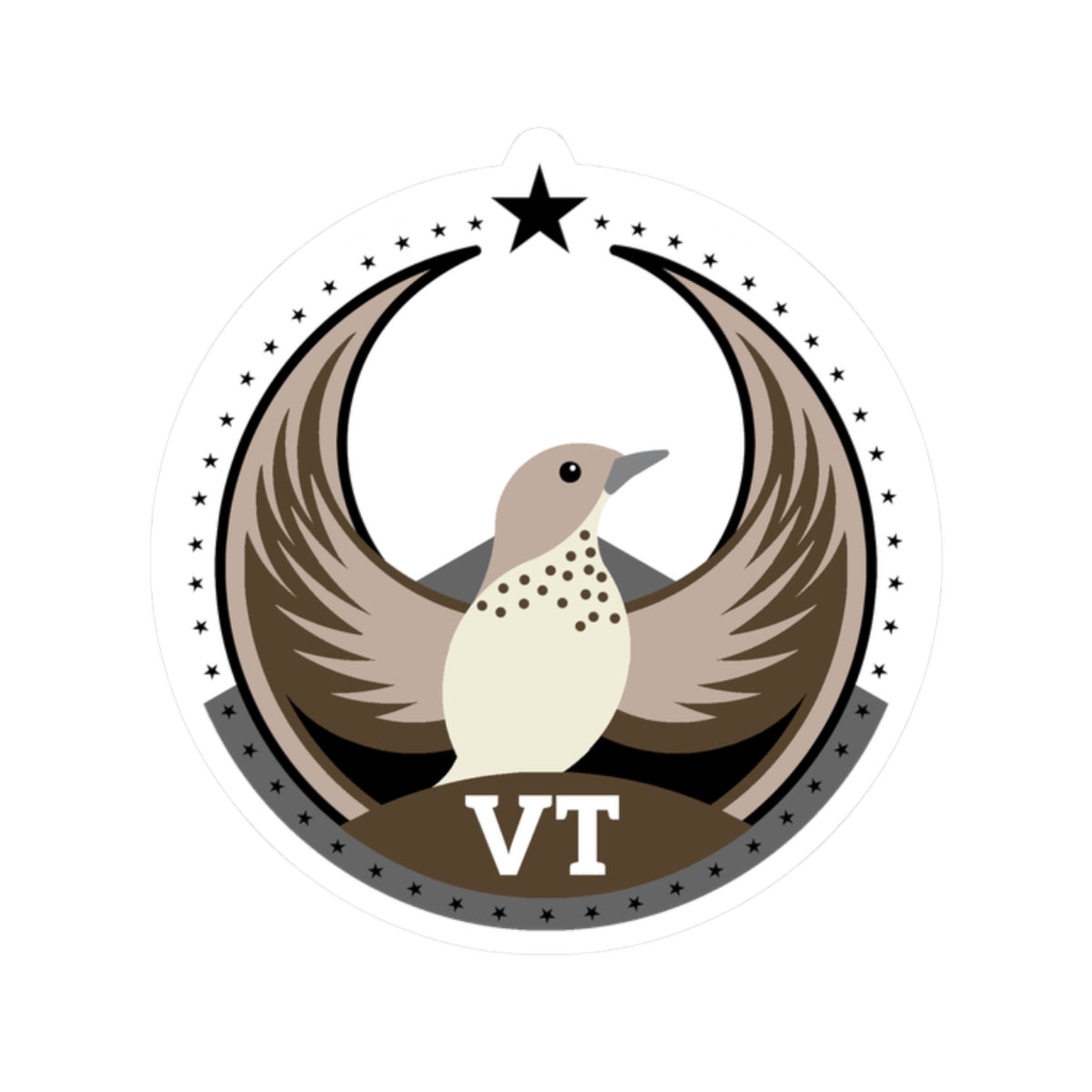 Vermont Hermit Thrush Light Kiss-Cut Sticker | Bird Rebels VT Community Pride Decal
