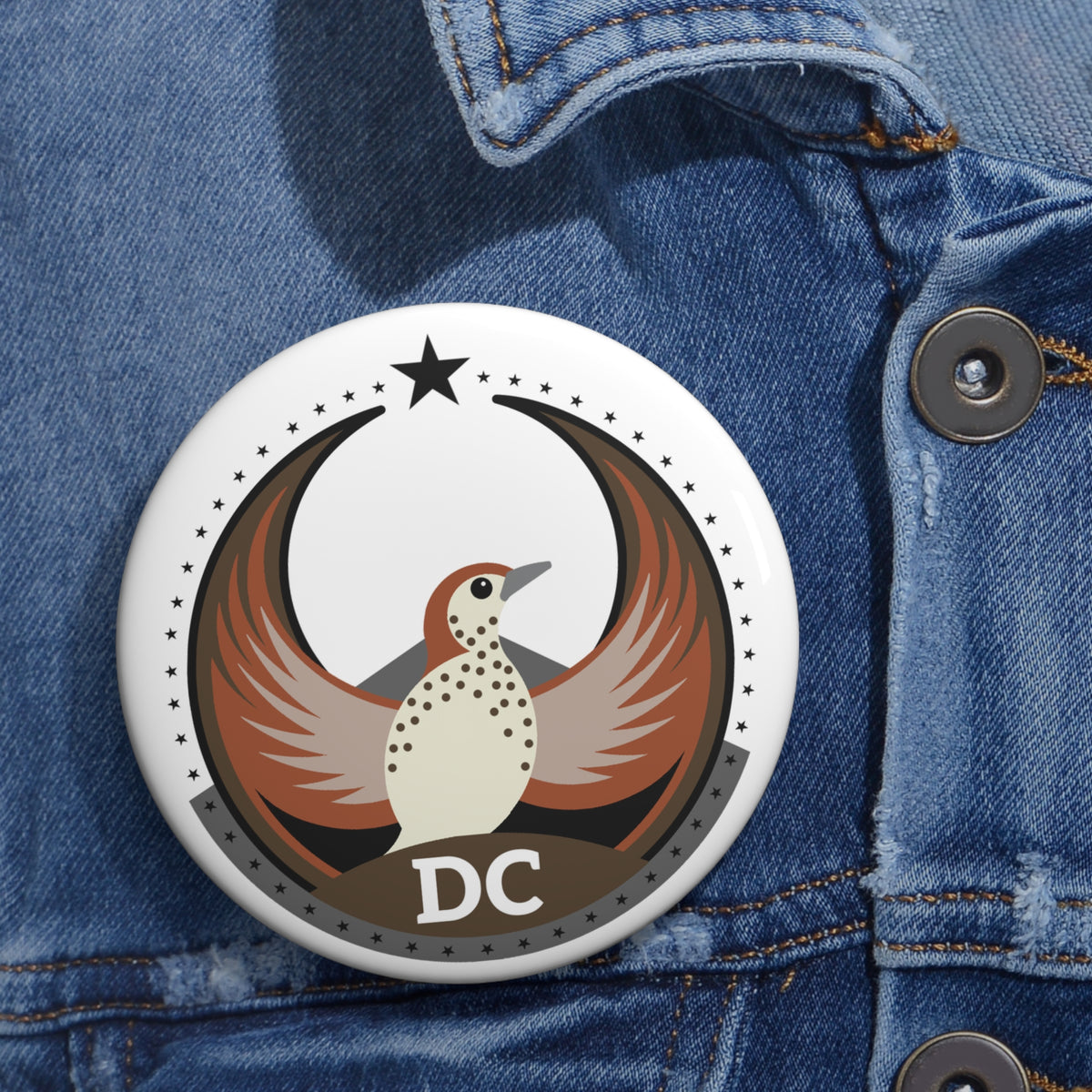 Bird Rebels Custom Pin Button – DC – Light