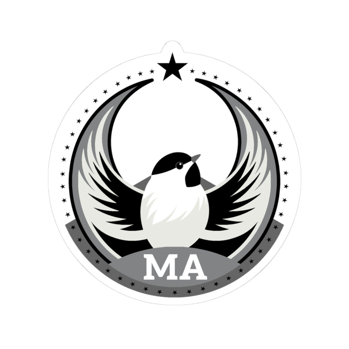 Massachusetts Black-capped Chickadee Light Kiss-Cut Sticker | Bird Rebels MA Community Pride Decal