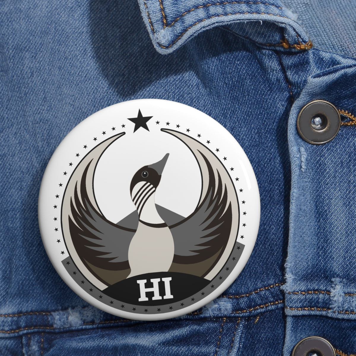 Bird Rebels Custom Pin Button – HI – Light