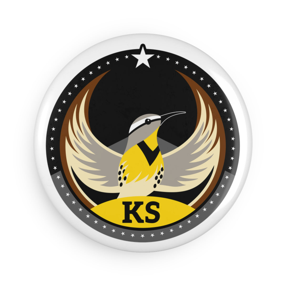 Bird Rebels Round Button Magnet – KS – Dark