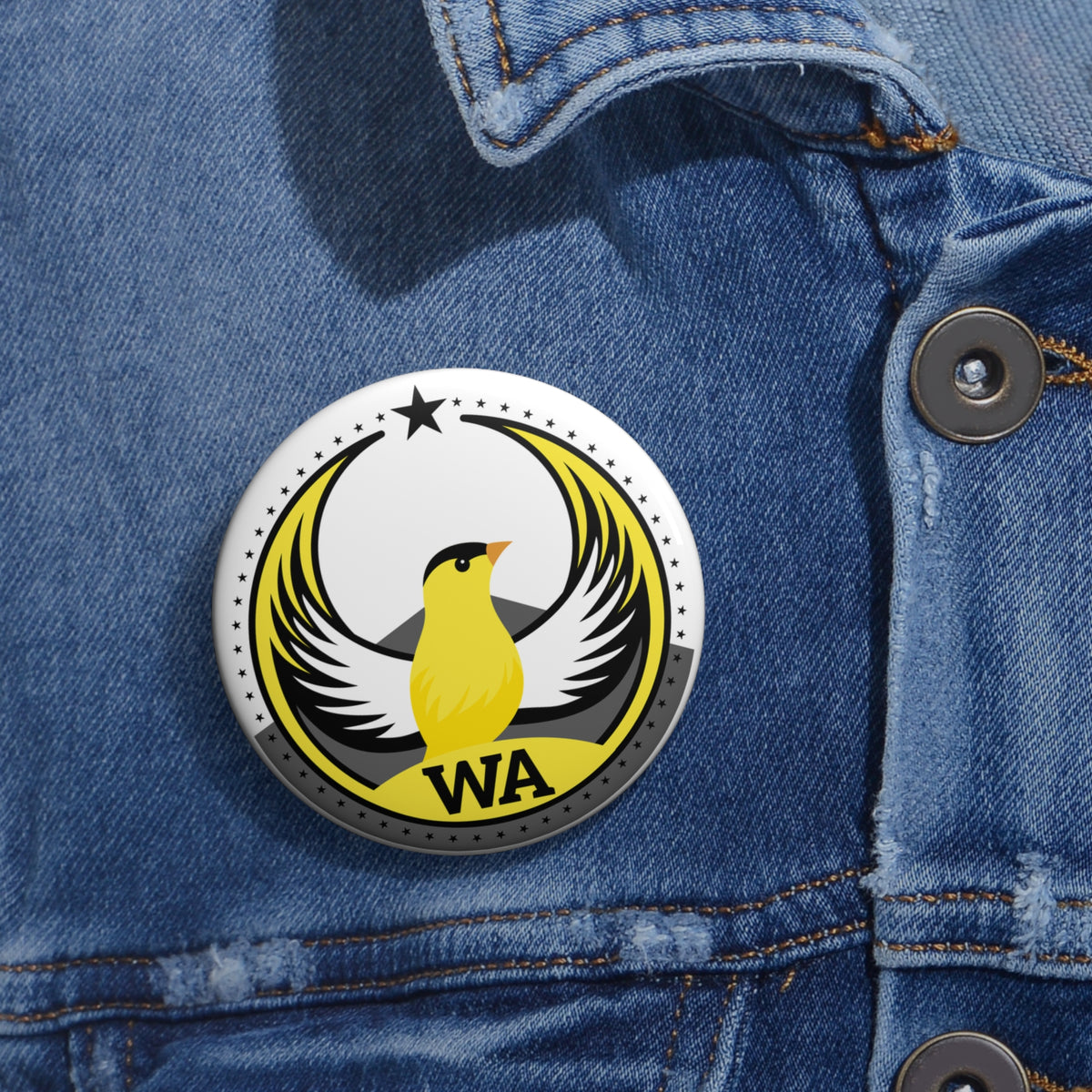 Bird Rebels Pin Button – WA – Willow Goldfinch – Light