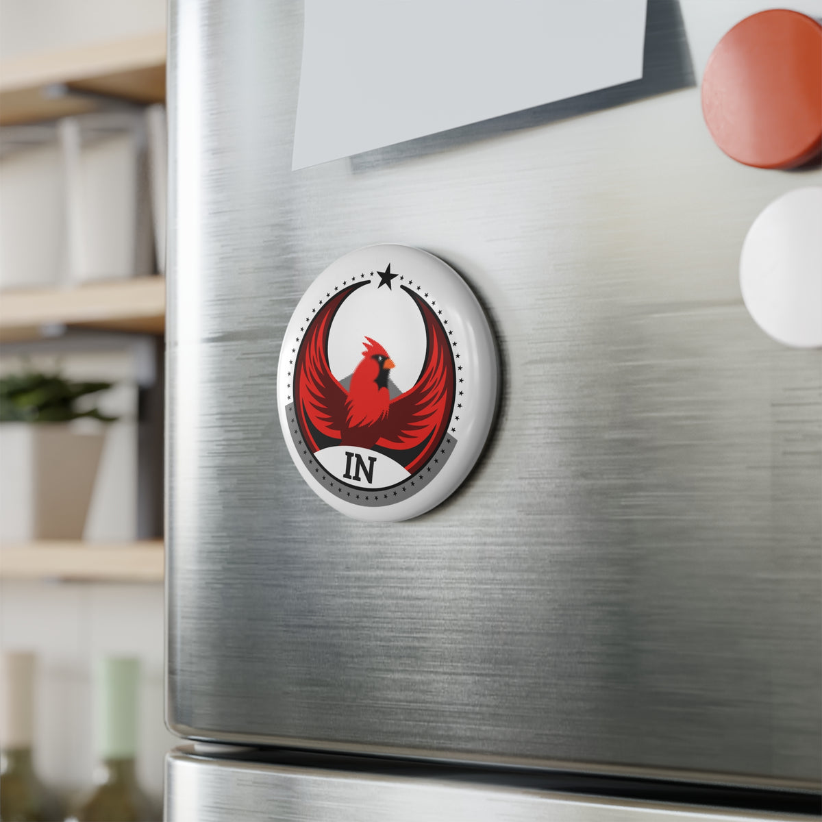 Bird Rebels Round Button Magnet – IN – Light