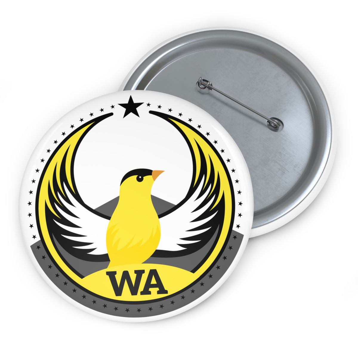 Bird Rebels Pin Button – WA – Willow Goldfinch – Light
