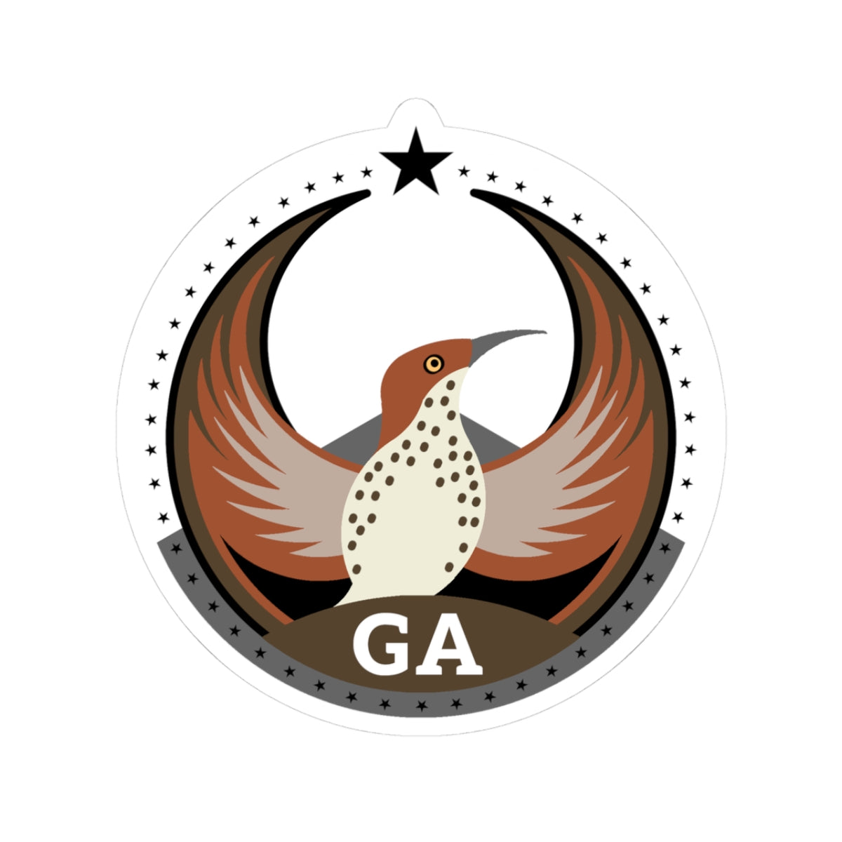 Georgia Brown Thraasher Light Kiss-Cut Sticker | Bird Rebels GA Community Pride Decal