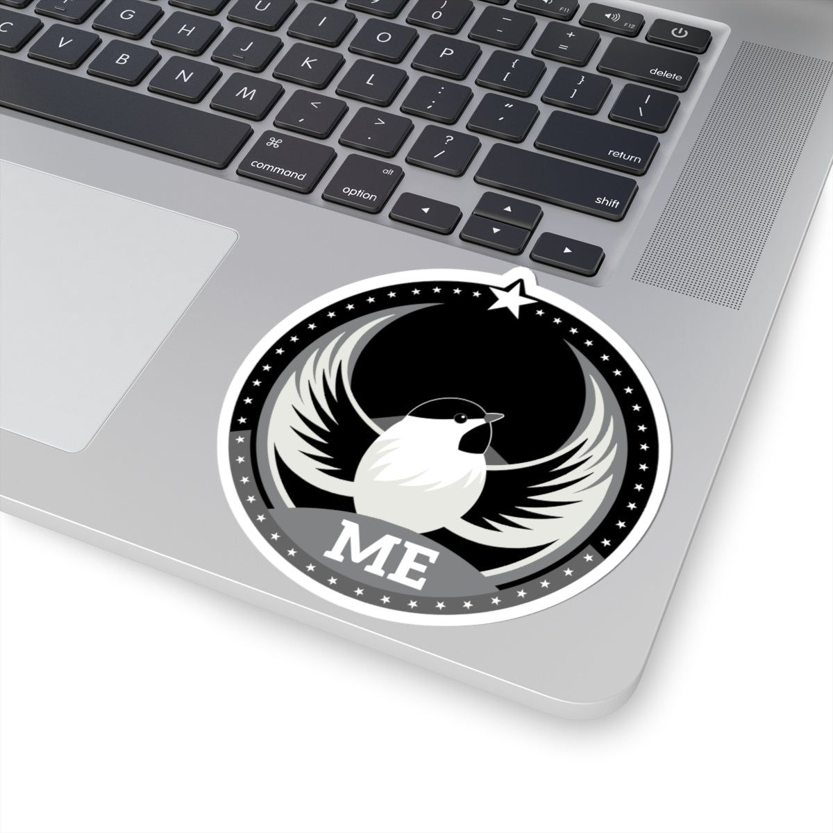 Maine Black-capped Chickadee Dark Kiss-Cut Sticker | Bird Rebels ME Community Pride Decal