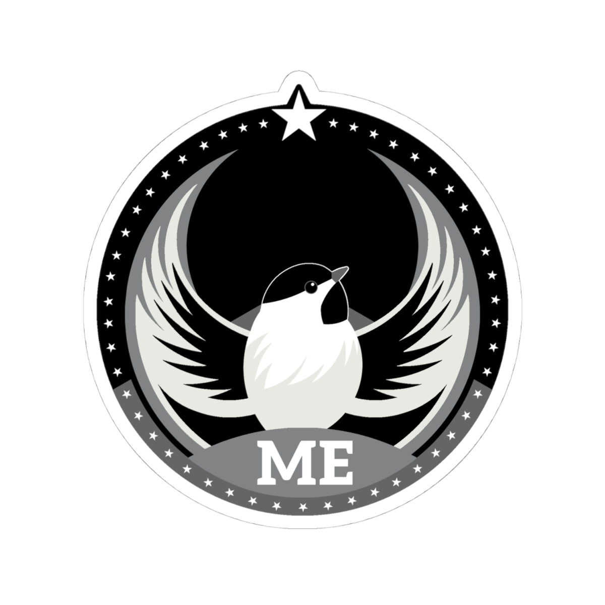 Maine Black-capped Chickadee Dark Kiss-Cut Sticker | Bird Rebels ME Community Pride Decal