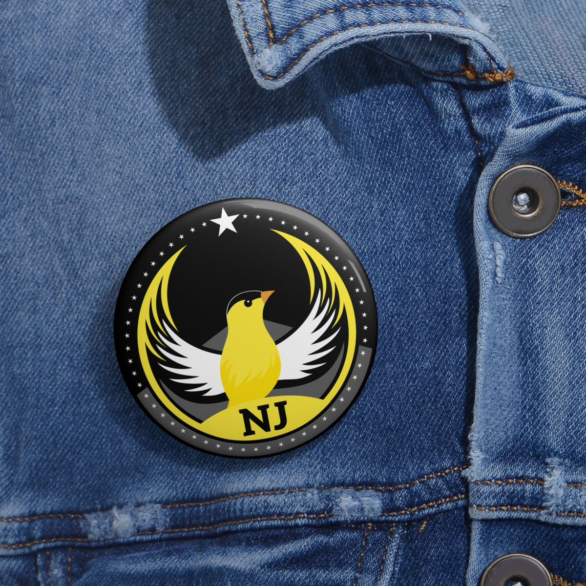 Bird Rebels Pin Button – NJ – Dark
