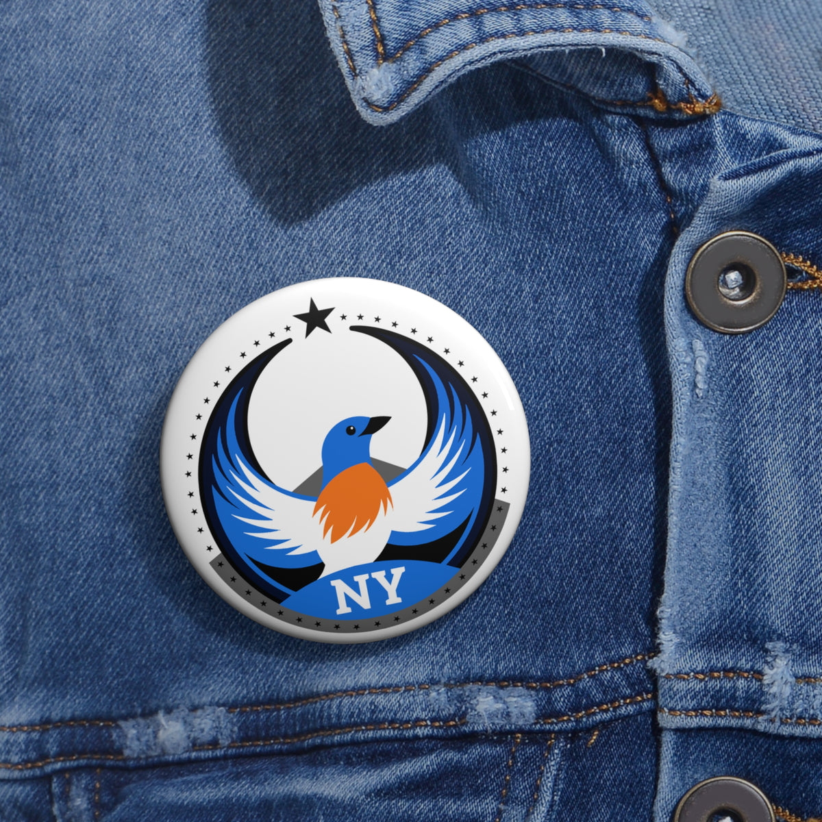 Bird Rebels Custom Pin Button – NY – Light