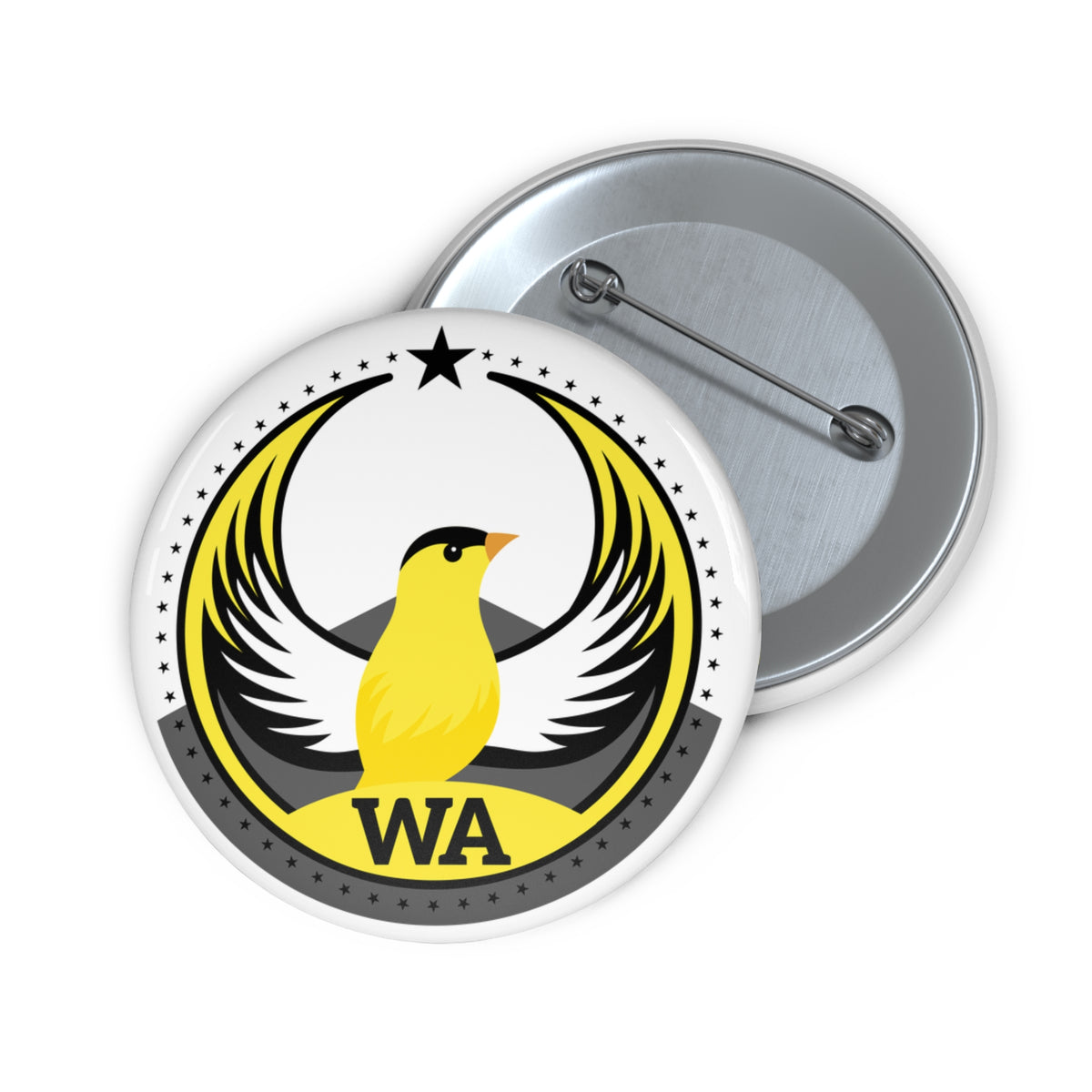 Bird Rebels Pin Button – WA – Willow Goldfinch – Light