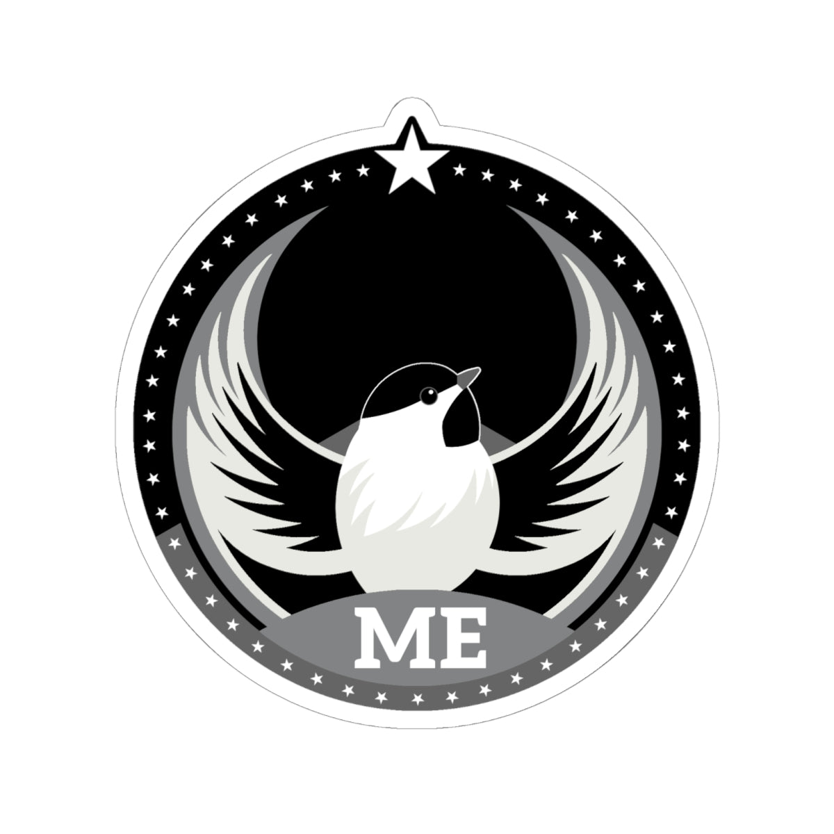 Maine Black-capped Chickadee Dark Kiss-Cut Sticker | Bird Rebels ME Community Pride Decal