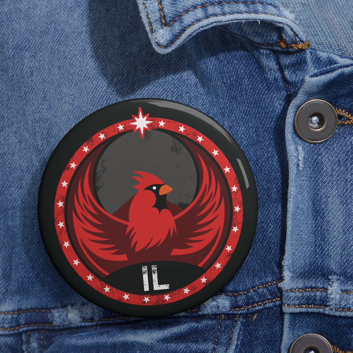 Illinois Cardinal Rebel Pin Button - IL