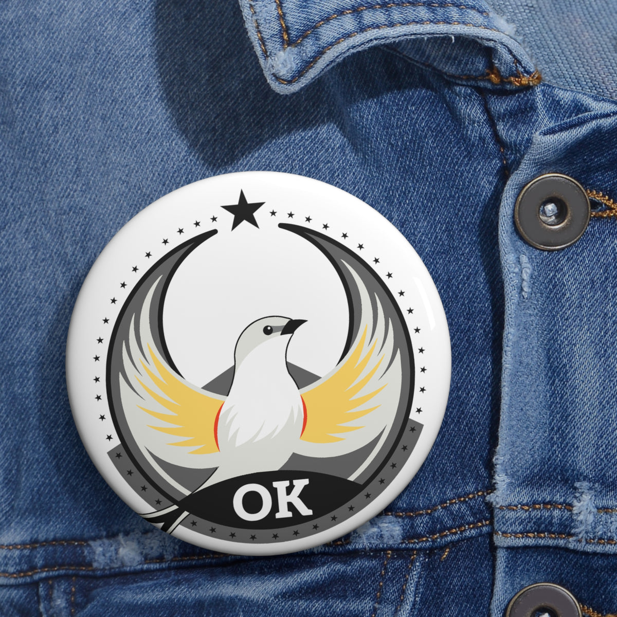 Bird Rebels Custom Pin Button – OK – Light
