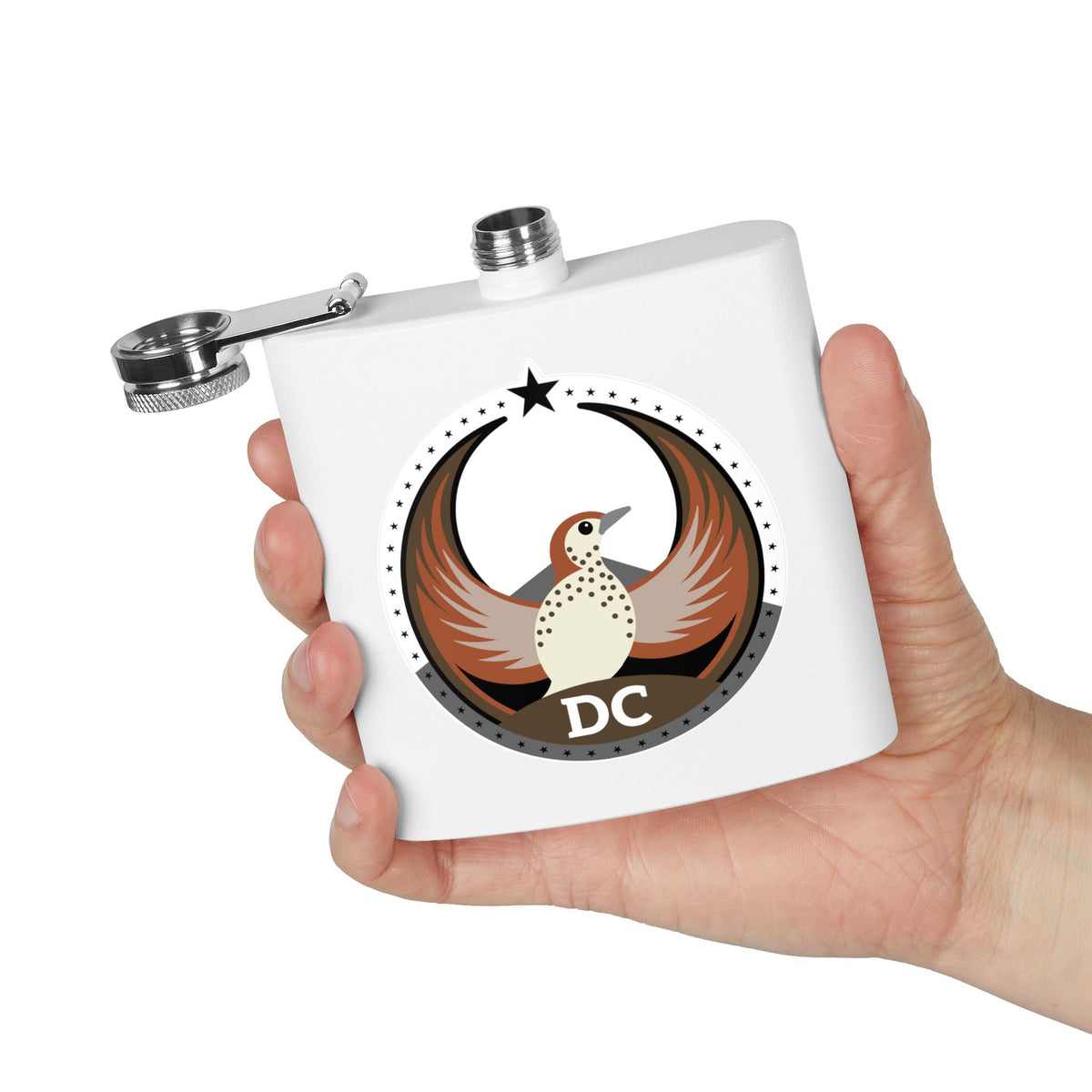 Bird Rebels 6oz Stainless Steel Flask – DC – Light