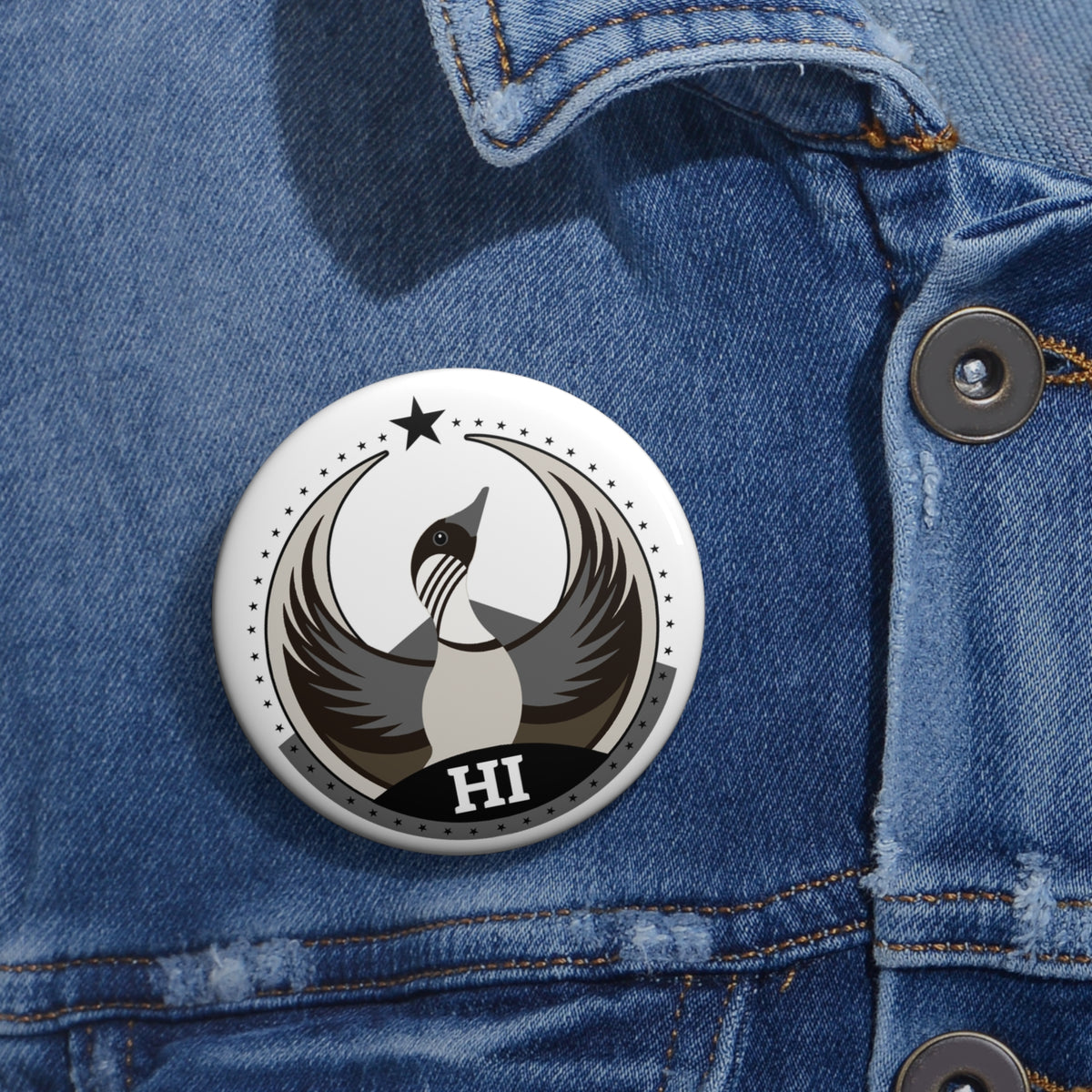 Bird Rebels Custom Pin Button – HI – Light