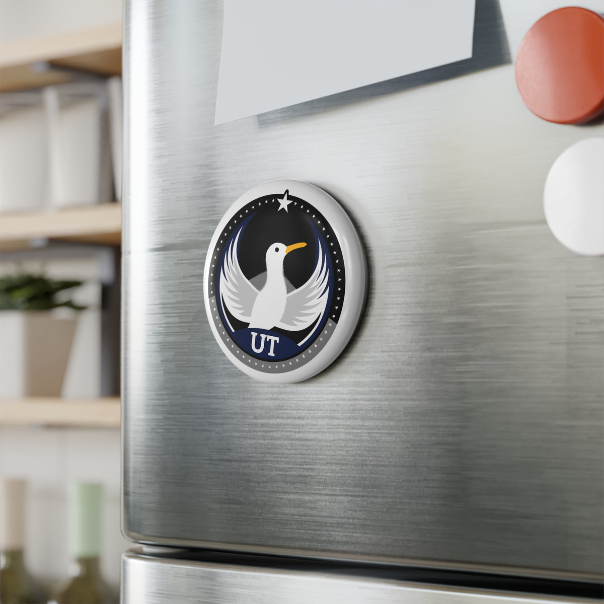 Bird Rebels Round Button Magnet – UT – Dark