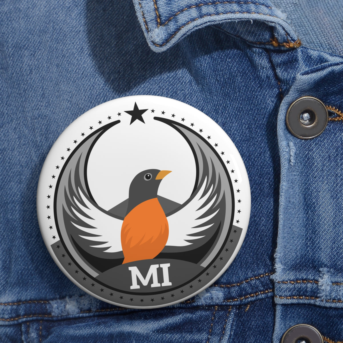 Bird Rebels Pin Button – MI – Light