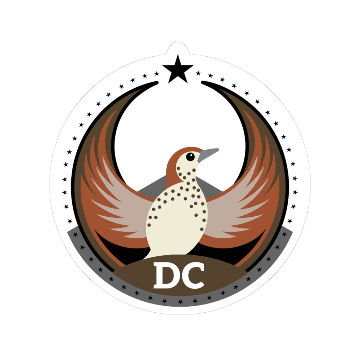 District of Columbia Wood Thrush Light Kiss-Cut Sticker | Bird Rebels DC Community Pride Decal