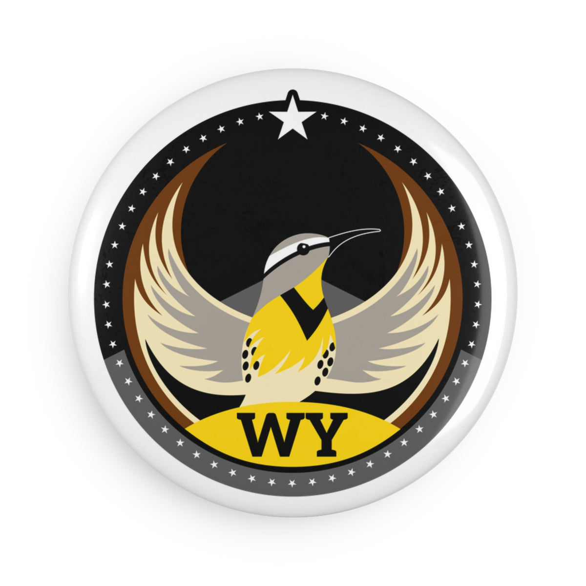 Bird Rebels Round Button Magnet – WY – Dark