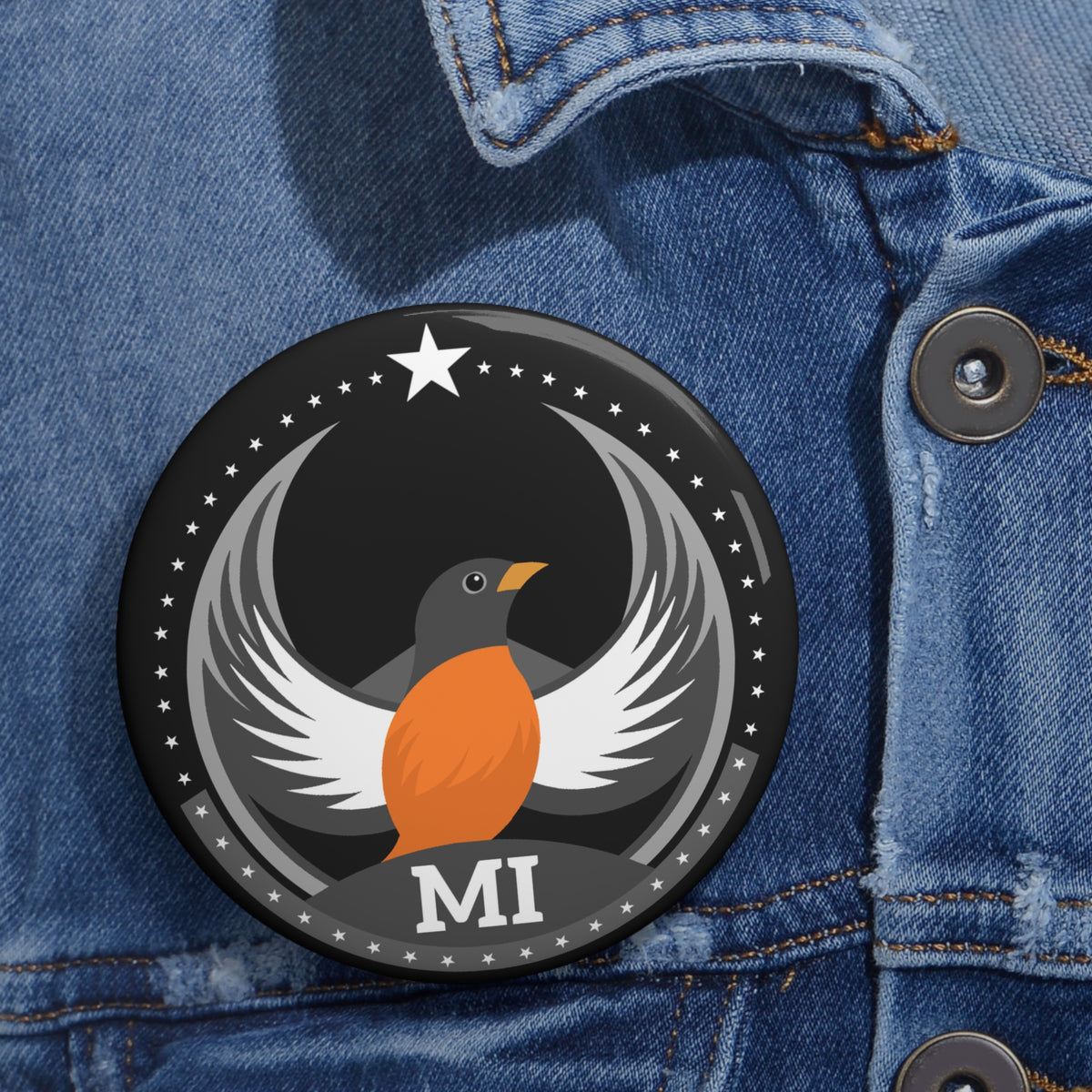 Bird Rebels Pin Button – MI – Dark