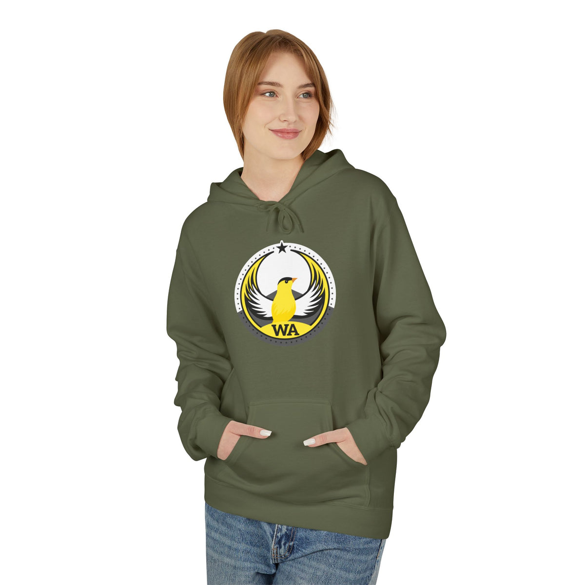 Bird Rebels Midweight Softstyle Fleece Hoodie – WA – Willow Goldfinch – Light