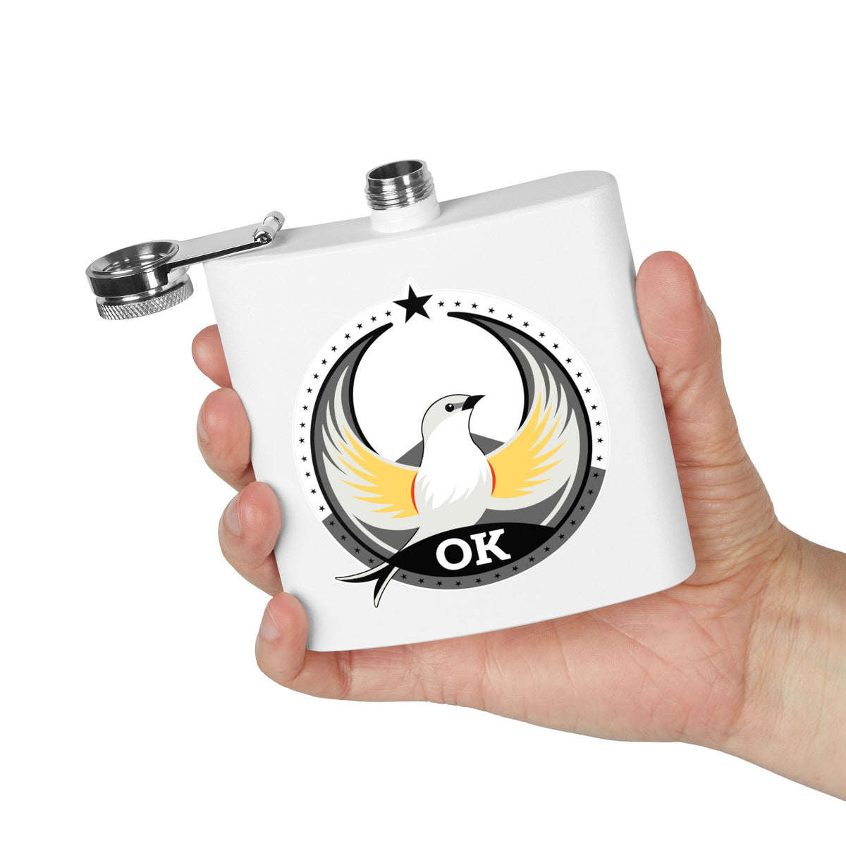 Bird Rebels 6oz Stainless Steel Flask – OK – Light