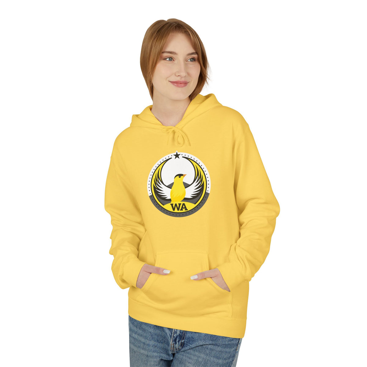 Bird Rebels Midweight Softstyle Fleece Hoodie – WA – Willow Goldfinch – Light